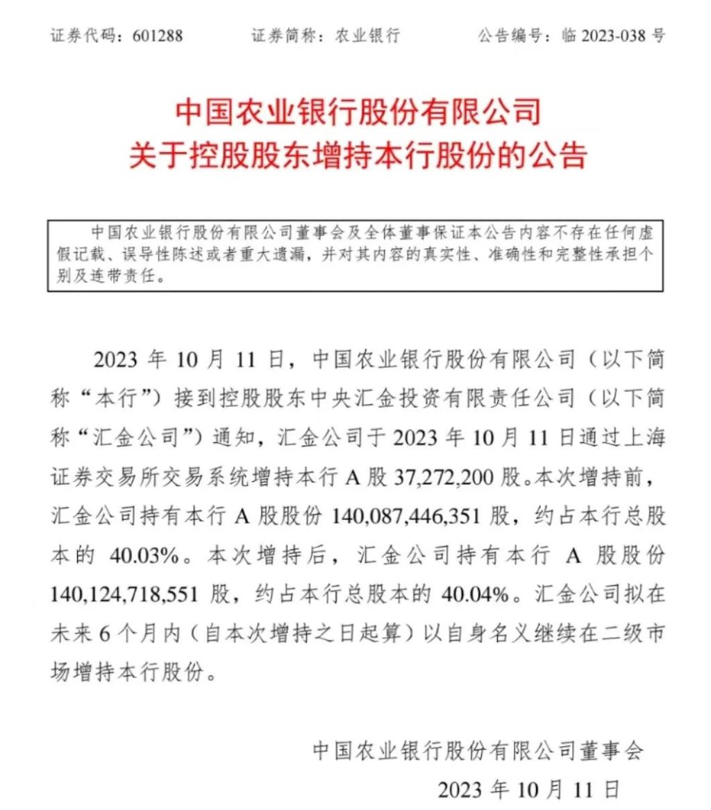 10月11日晚间汇金增持四大行，李大霄称股市将有正面反应