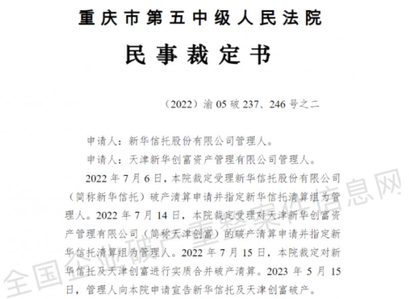 新华信托宣告破产成22年来首家，业内持牌机构减至67家